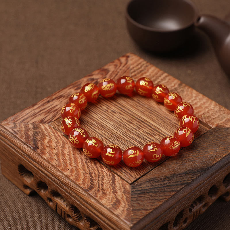 Open The Mind Tibet White Crystal Black Onyx Om Mani Padme Hum Meditation Bracelet