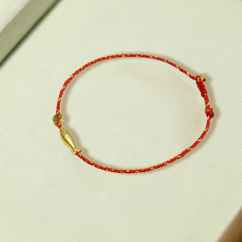 Nimara Ritual 14K Gold Plated Koi Fish Luck Wealth Braided Bracelet