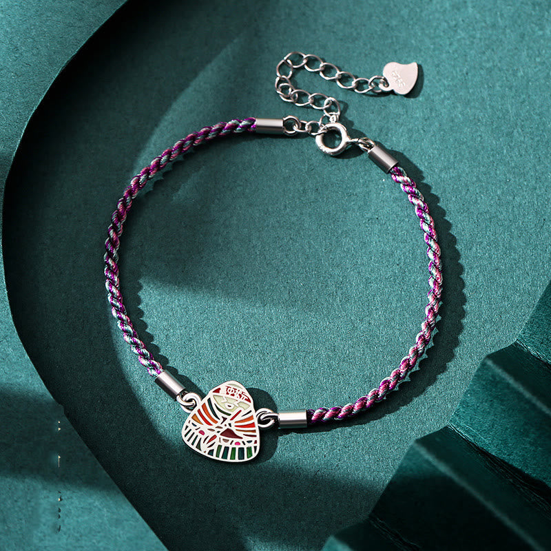 Nimara Ritual 925 Sterling Silver Zongzi Pattern Luck Multicolored Handcrafted Bracelet