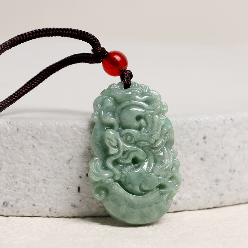 Nimara Ritual Natural Jade 12 Chinese Zodiac Prosperity Necklace Pendant