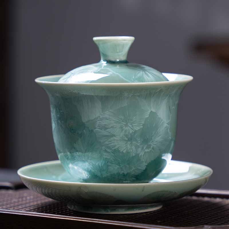 Nimara Ritual Traditional Glaze Ceramic Gaiwan Sancai Teacup Kung Fu Tea Cup And Saucer With Lid 180ml