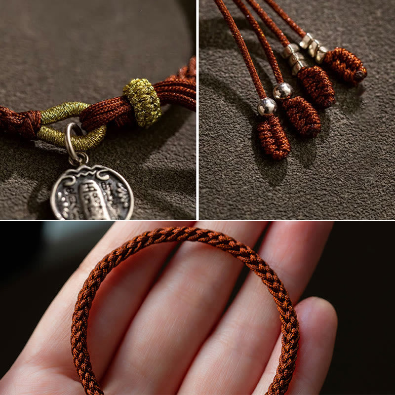 Nimara Ritual Handmade 925 Sterling Silver Five Directions Gods of Wealth Luck Protection String Braid Bracelet