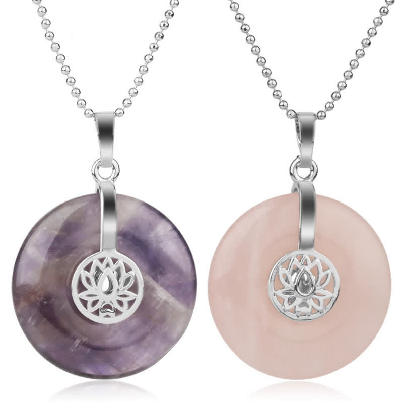 Nimara Ritual Various Crystal Amethyst Pink Crystal Lotus Healing Necklace Pendant