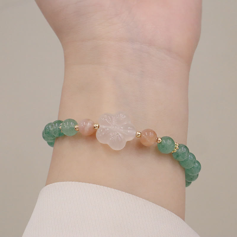 Nimara Ritual Natural Green Strawberry Quartz Chalcedony Flower Gratitude Bracelet