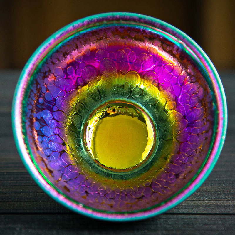 Nimara Ritual Handmade Fairy Rainbow Chinese Jianzhan Ceramic Teacup Tenmoku Kung Fu Tea Cup