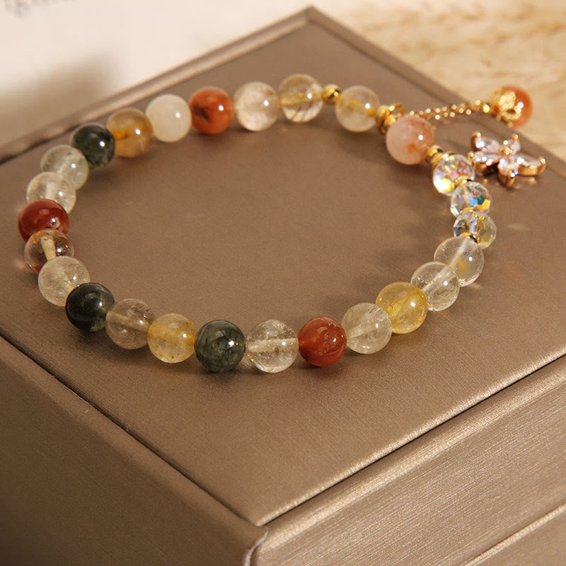 Nimara Ritual Multicolored Rutilated Quartz Auspiciousness Zircon Flower Bracelet