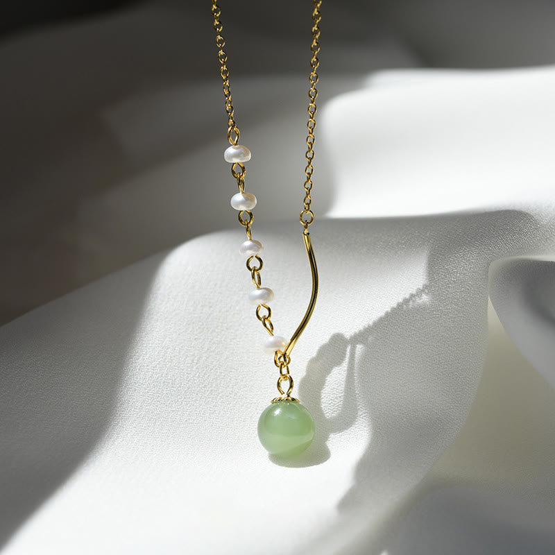 Nimara RitualNatural Hetian Jade Pearl Luck Bead Necklace Pendant