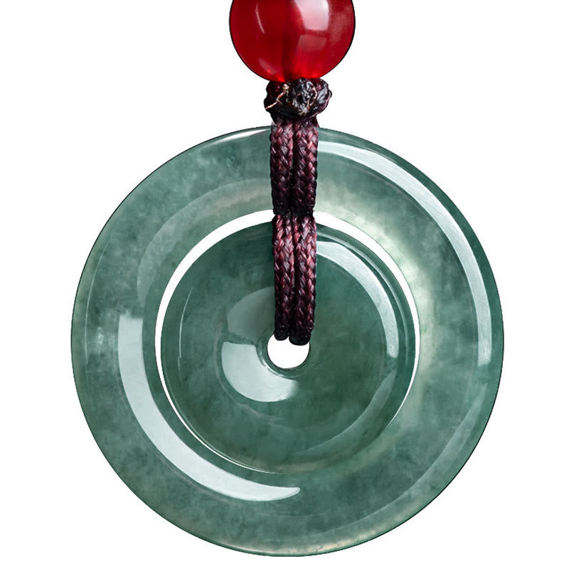 Nimara Ritual Green Jade Double Peace Buckle Abundance Necklace Pendant