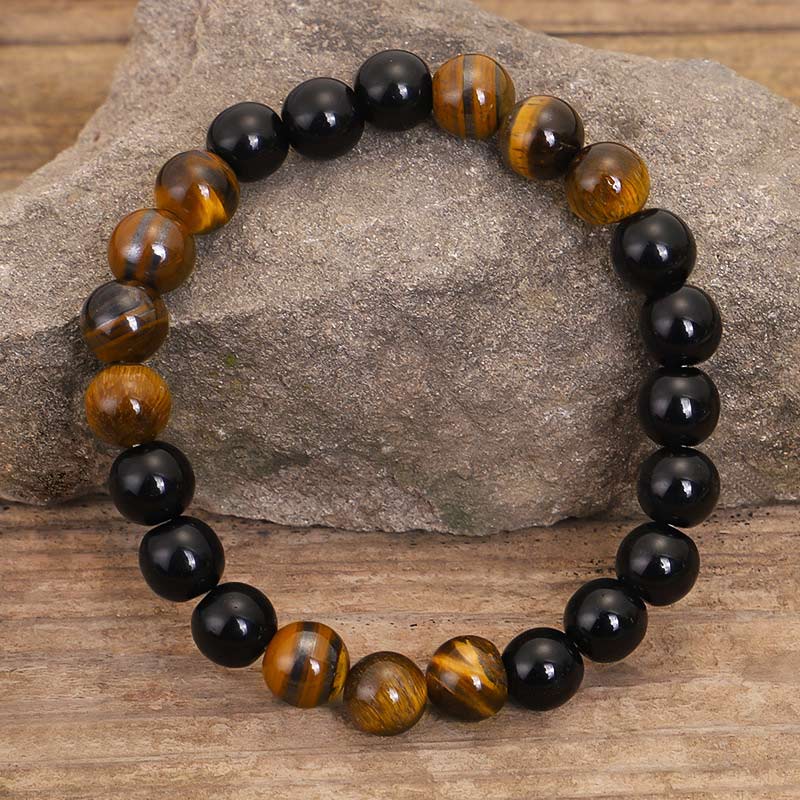Nimara Ritual Tibetan Black Onyx Tiger Eye Protection Necklace Mala Set