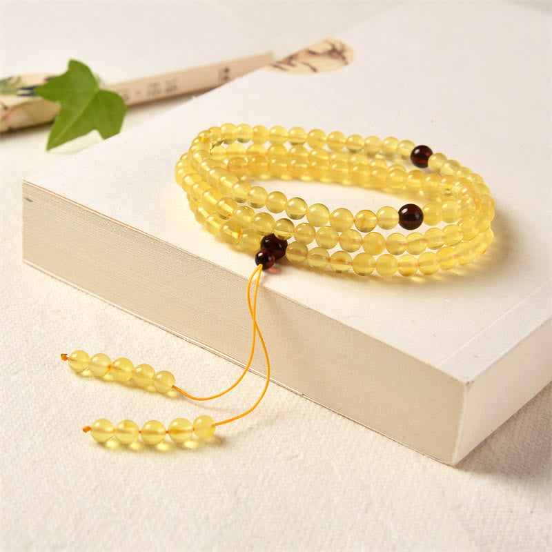 Nimara Ritual 108 Mala Beads Natural Amber Clear Anxiety Bracelet