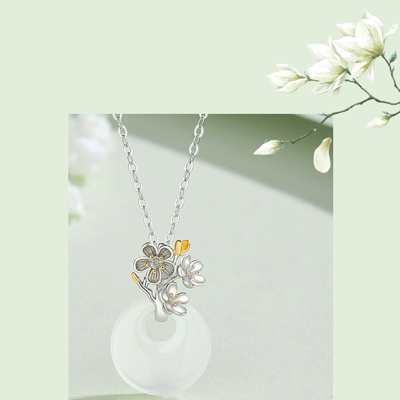 Nimara Ritual 925 Sterling Silver Round Chalcedony Twelve Months Flower Harmony Necklace Pendant