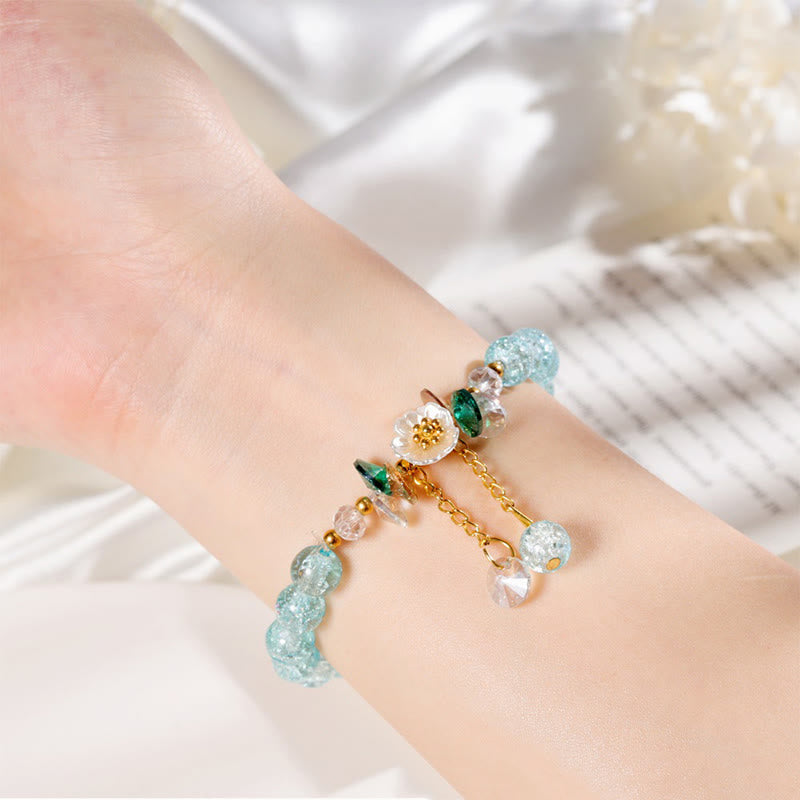 Nimara Ritual Simple Design Flower Charm Glass Bead Bracelet
