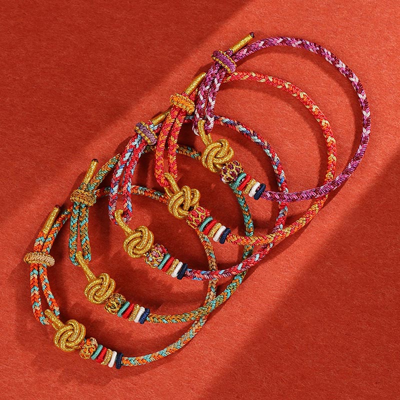 Nimara Ritual Handmade Dunhuang Colorful Rope Protection Braid String Bracelet