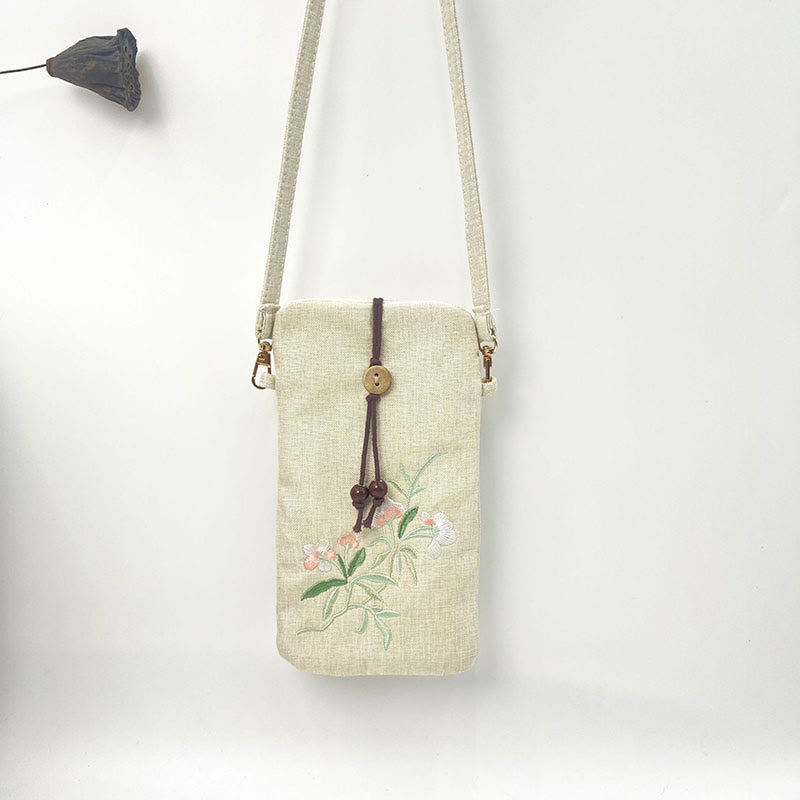 Nimara Ritual Small Embroidered Flowers Crossbody Bag Shoulder Bag Cellphone Bag 11*20cm