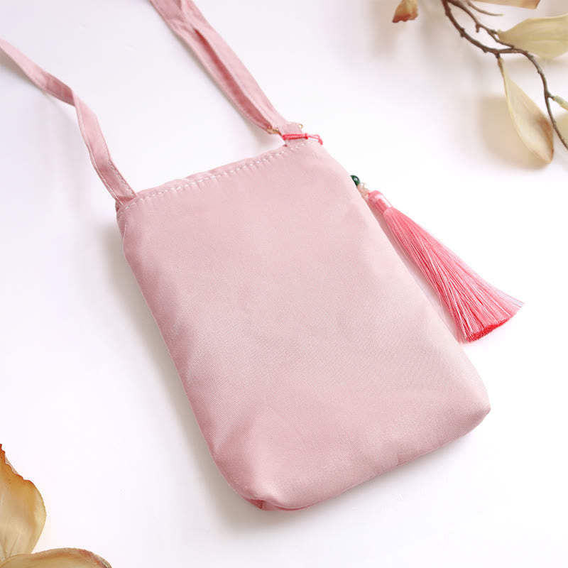 Nimara Ritual Small Embroidered Flowers Crossbody Bag Shoulder Bag Double Layer Cellphone Bag