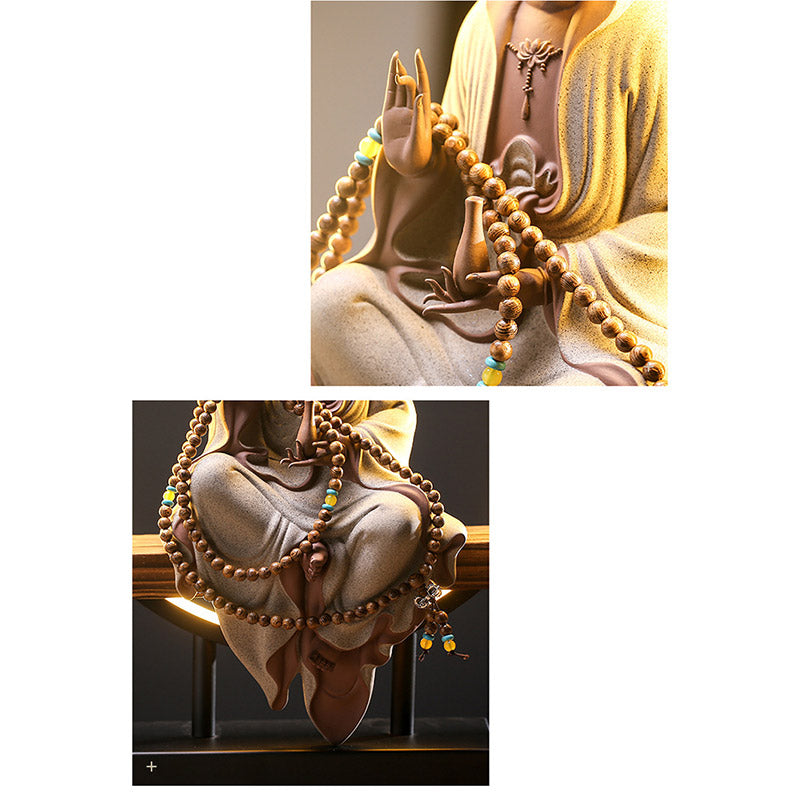 Nimara Ritual Buddha Avalokitesvara Ceramic Lotus Relaxation Incense Burner Decoration