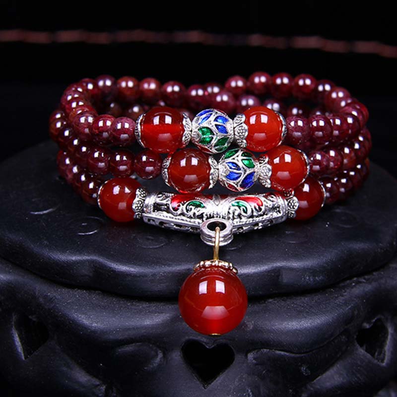 Nimara Ritual Natural Garnet Red Agate Blessing Healing Bracelet Necklace Pendant