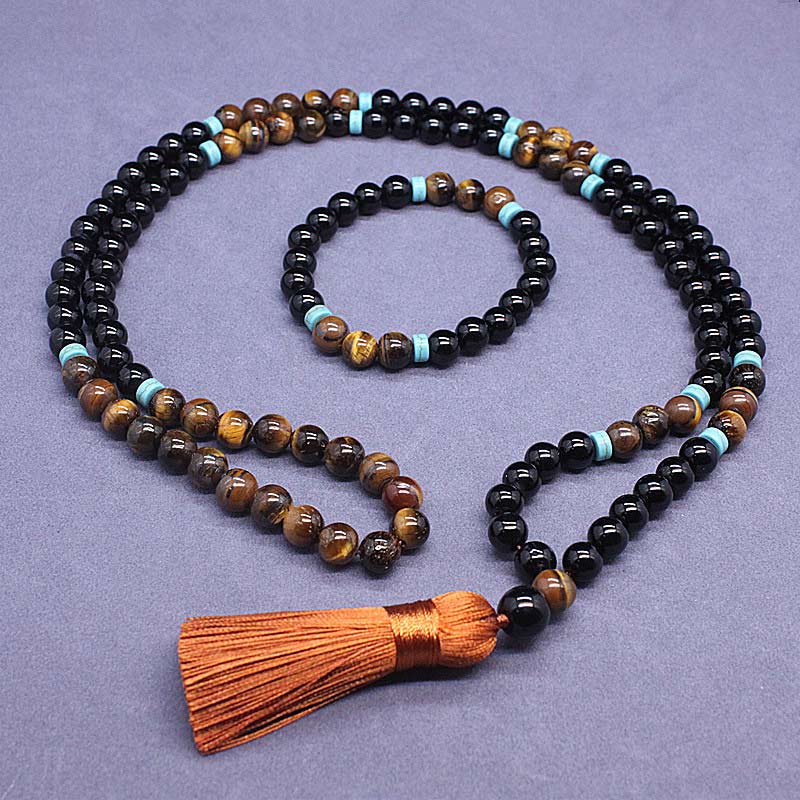 Nimara Ritual Tibetan Black Onyx Peaceful Mala Set