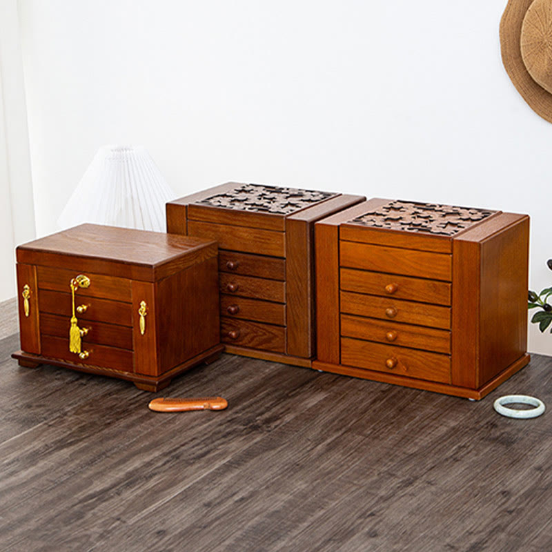 Nimara Ritual Vintage Large Capacity Wooden Jewelry Box Jewelry Storage Box With Mirror
