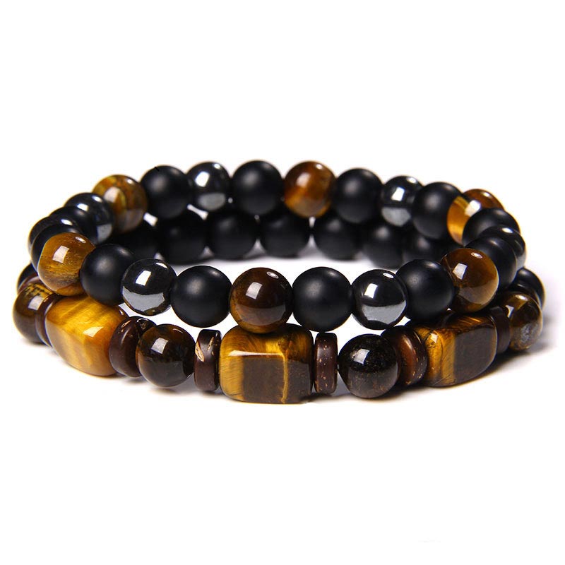 Nimara Ritual Tiger Eye Frosted Stone Hematite Courage Bracelet