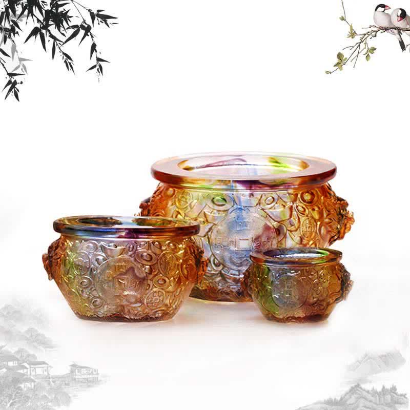 Nimara Ritual Handmade Liuli Crystal Treasure Bowl Art Piece Home Decoration