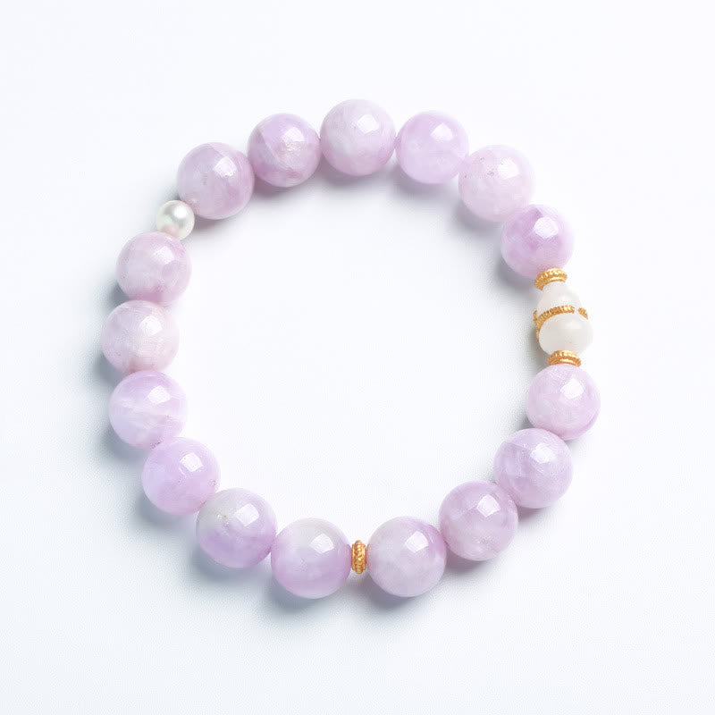 Nimara Ritual Kunzite Hetian White Jade Gourd Love Spiritual Growth Bracelet