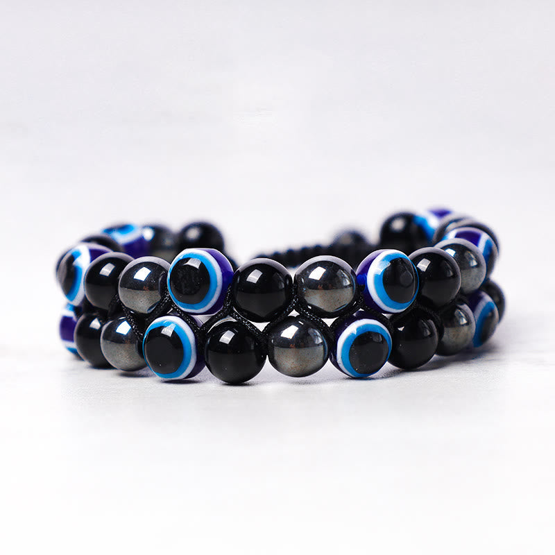 Nimara Ritual Evil Eye Hematite Tiger Eye Protection Beaded Bracelet