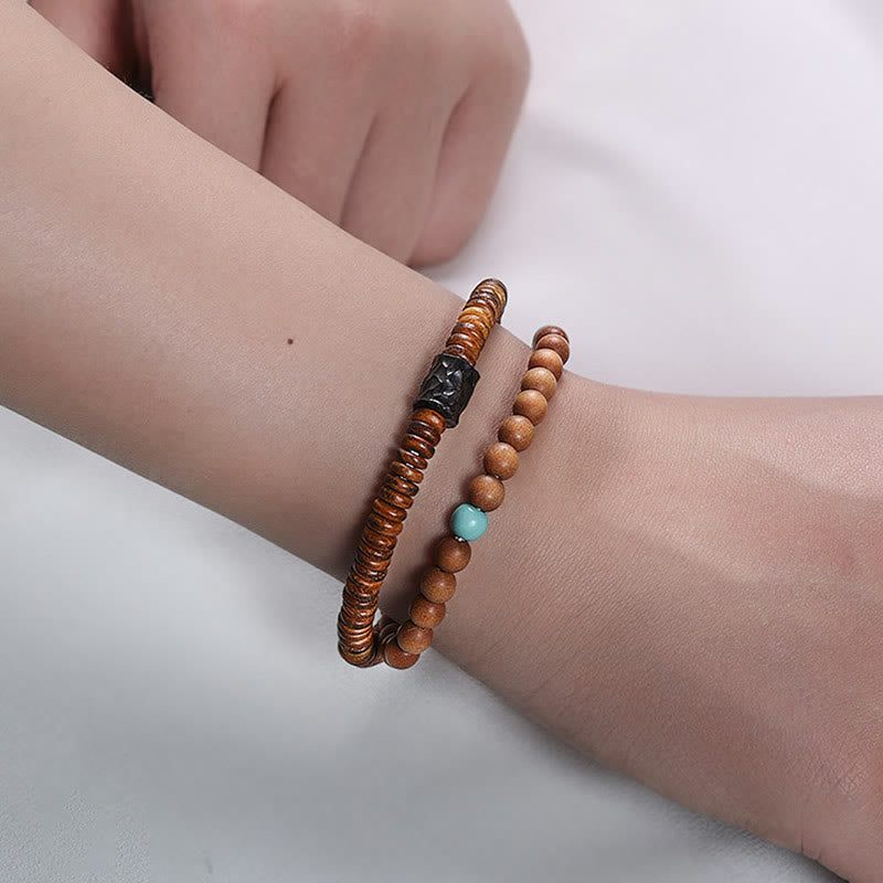 Nimara Ritual Sandalwood Turquoise Protection Double Wrap Bracelet