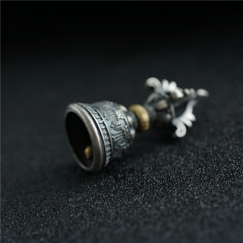 Nimara Ritual Tibet 925 Sterling Silver Om Mani Padme Hum Dorje Bell Vajra Engraved Enlightenment Pendant Hanging Decoration