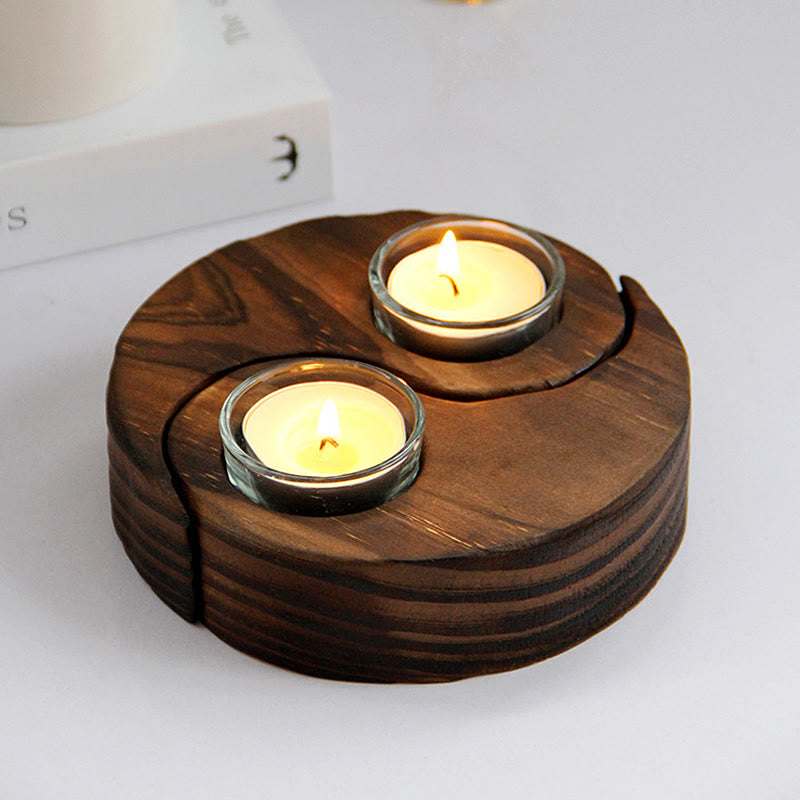 Nimara Ritual Yin Yang Wood Candle Holder Meditation Rituals Use Items