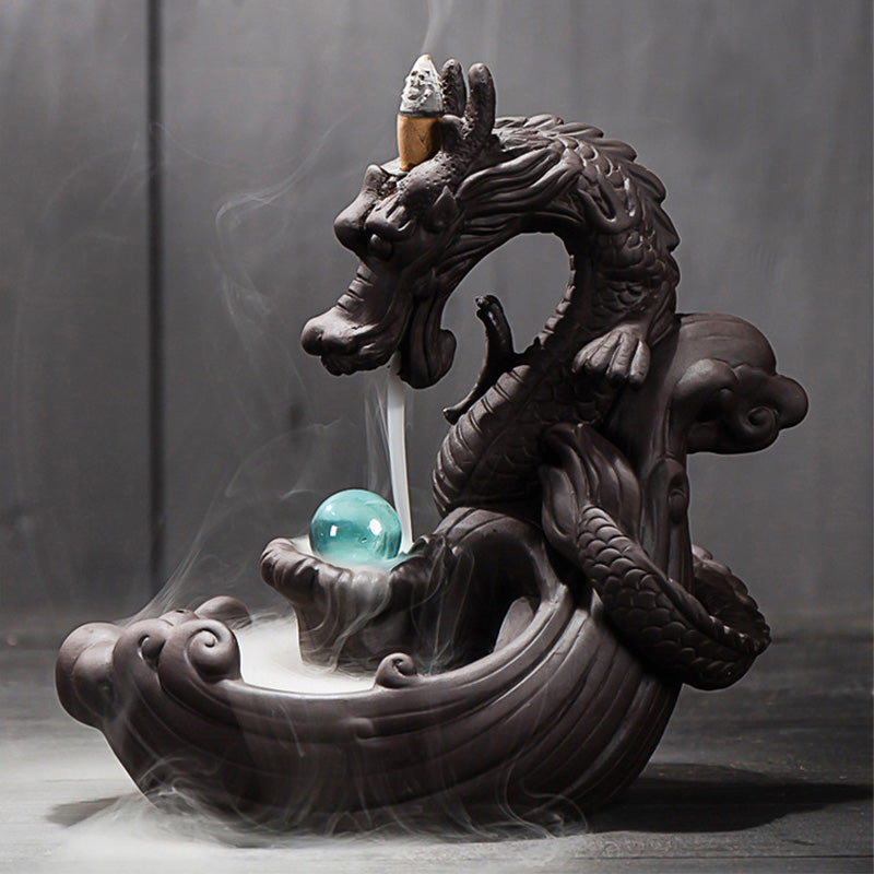 Nimara Ritual Tibetan Dragon Protection Incense Burner Decoration
