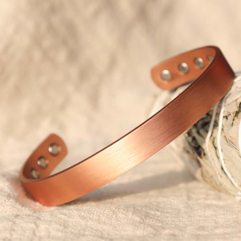 Nimara Ritual Vintage Pattern Magnetic Copper Adjustable Cuff Bracelet Bangle