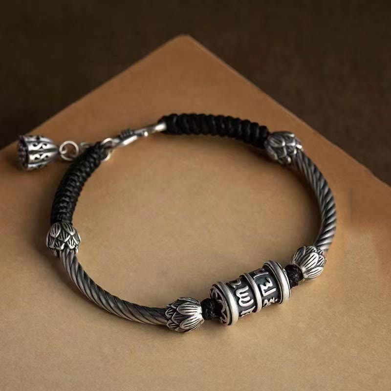 Nimara Ritual Om Mani Padme Hum Lotus Peace Braided Bracelet