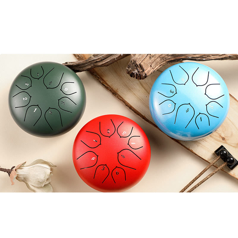 Nimara Ritual Steel Tongue Drum Sound Healing Meditation Lotus Pattern Drum Kit 8 Note 6 Inch Percussion Instrument