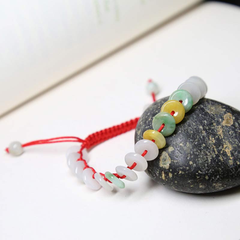 Nimara Ritual Round Jade Lucky Red String Weave Bracelet