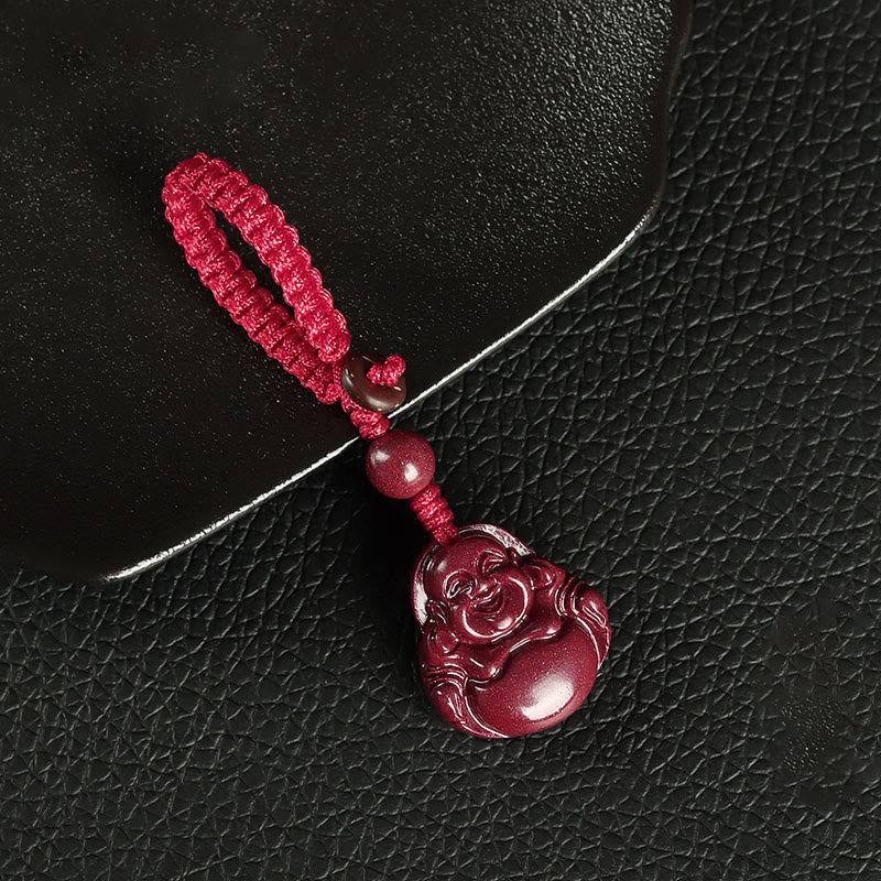Nimara Ritual Laughing Buddha Cinnabar Blessing Necklace Pendant Phone Hanging Decoration Key Chain