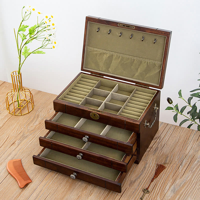 Nimara Ritual Retro Solid Wood Jewelry Box Four-Layer Wooden Jewelry Storage Box