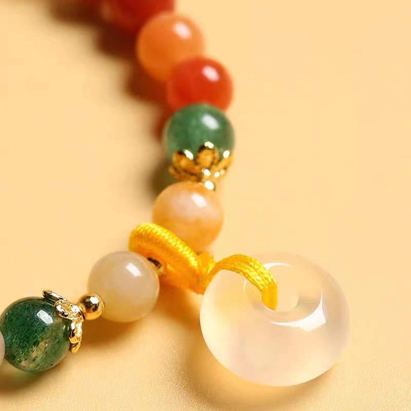 Nimara Ritual 14K Gold Plated Colorful Golden Silk Jade Peace Buckle Wealth Bracelet
