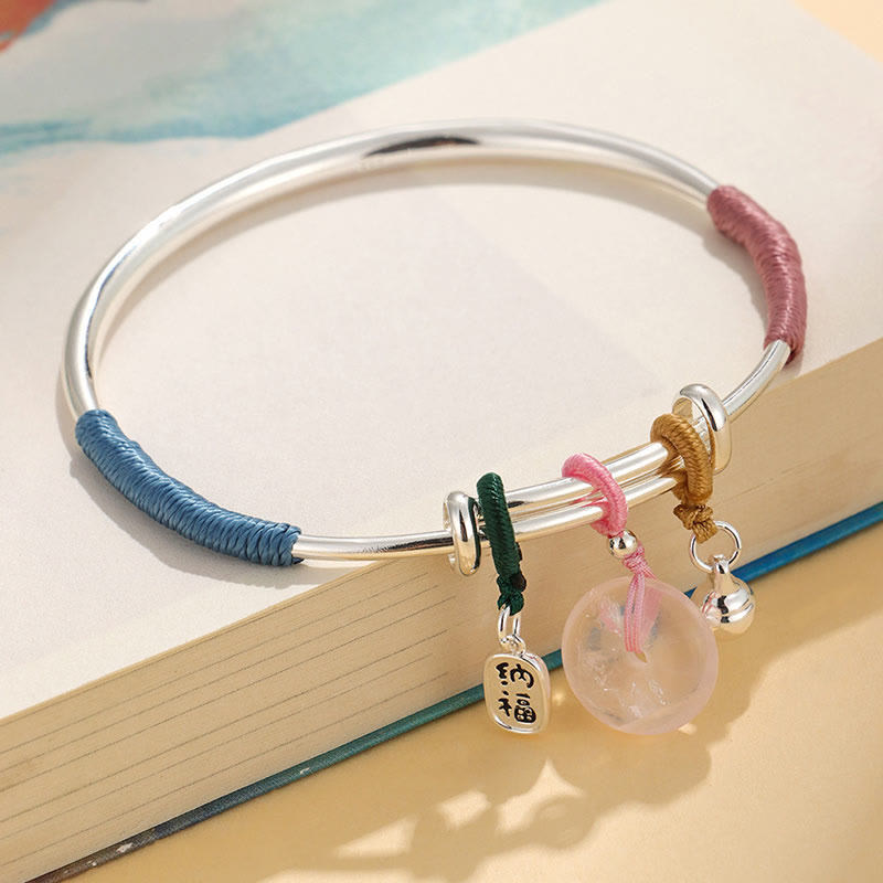 Nimara Ritual Pink Crystal Peace Buckle Lucky Flower Love Bracelet Bangle