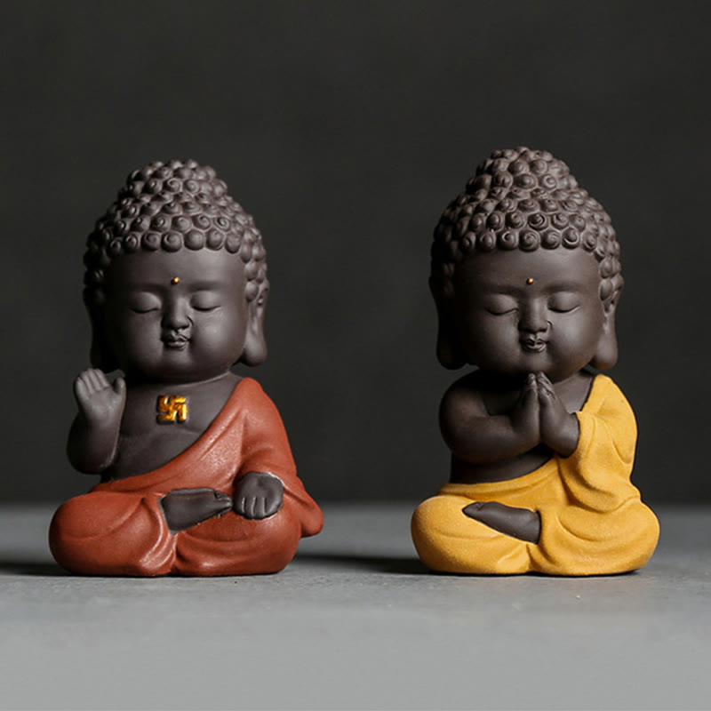Nimara Ritual Small Buddha Serenity Purple Clay Home Desk Decoration