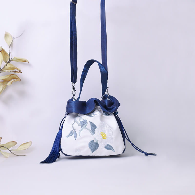 Nimara Ritual Suzhou Embroidery Camellia Magnolia Peony Lotus Silk Tote Crossbody Bag Shoulder Bag Handbag