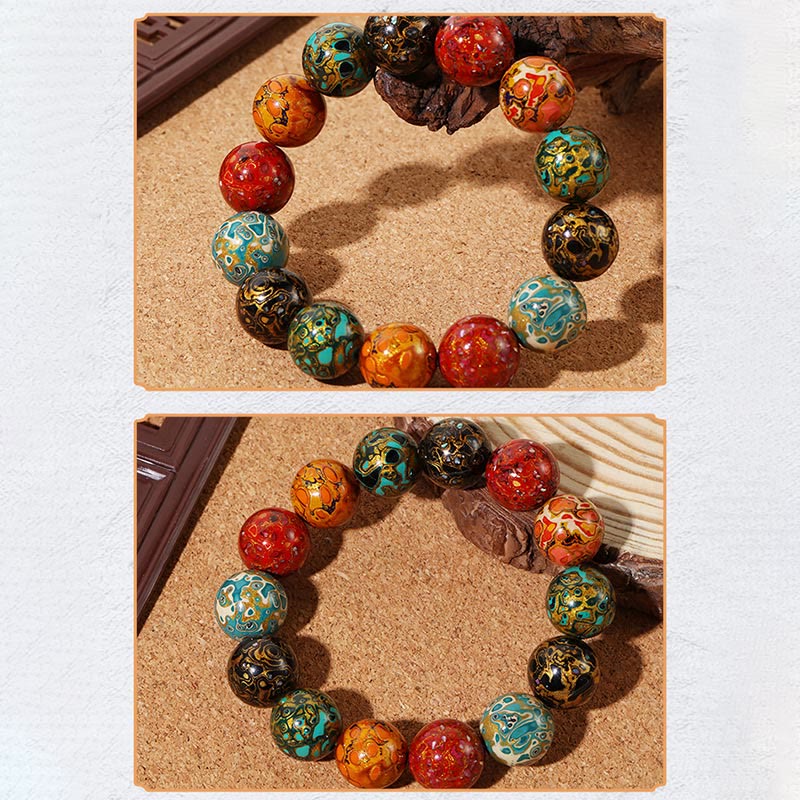 Nimara Ritual Natural Multicolored Lacquer Beads Calm Bracelet