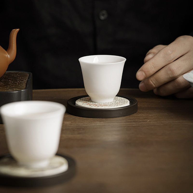 Nimara Ritual Plum Blossom Peach Heart Sutra Loquat Magnolia Persimmon Ceramic Cup Mat Pad Coaster Kung Fu Tea Mat