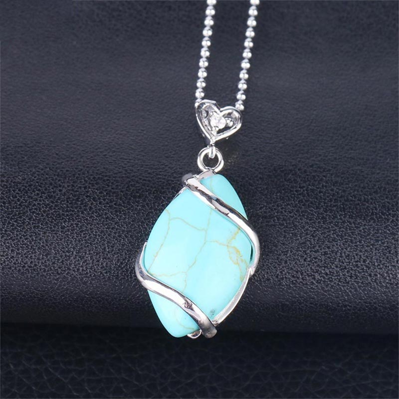 Nimara Ritual Marquise Pattern Natural Crystal Stone Charm Necklace Pendant