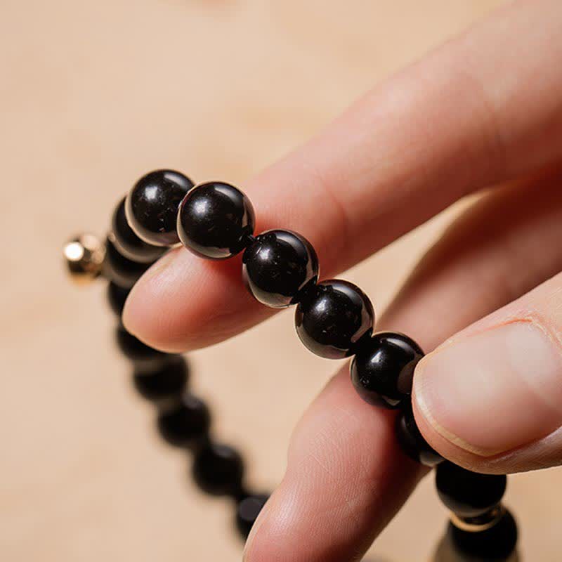 Nimara Ritual Black Obsidian Jade Om Mani Padme Hum Strength Couple Magnetic Bracelet