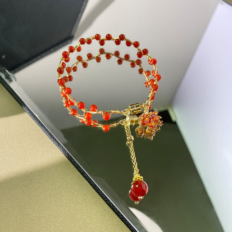 Nimara Ritual Red Maple Leaf Luck Charm Bracelet