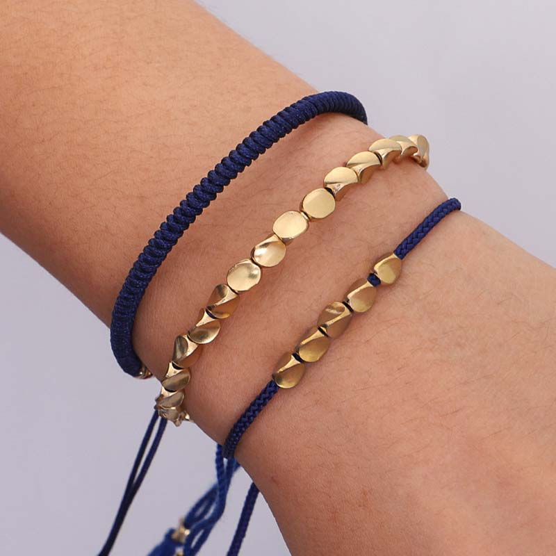 Nimara Ritual 3 PCS Tibetan Copper Beads Healing Protection Luck Bracelet Set